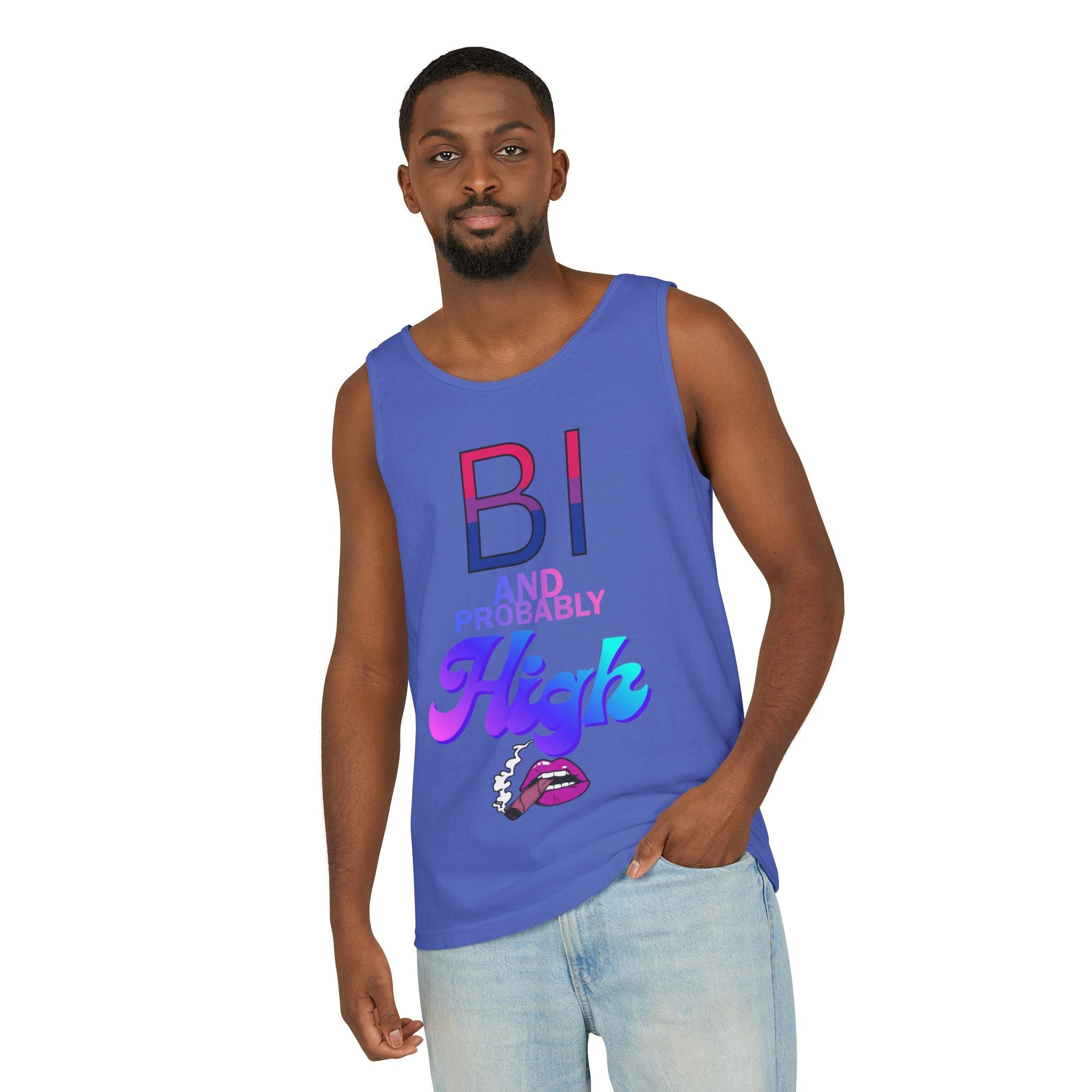 Bi and Probably High Unisex Garment-Dyed Tank Top