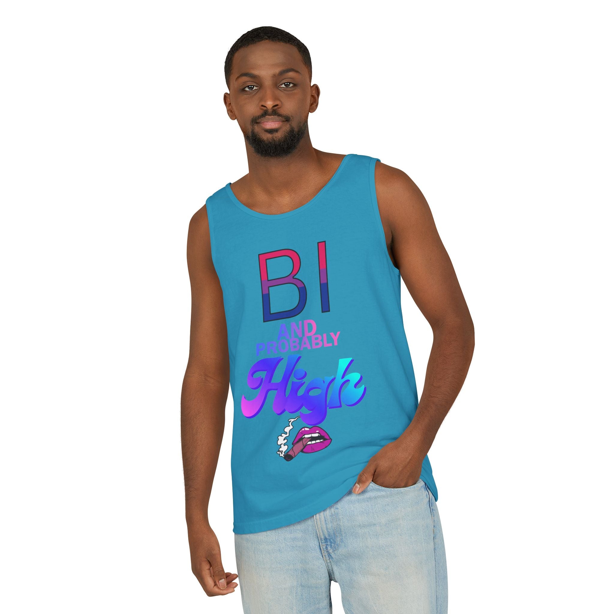 Bi and Probably High Unisex Garment-Dyed Tank Top