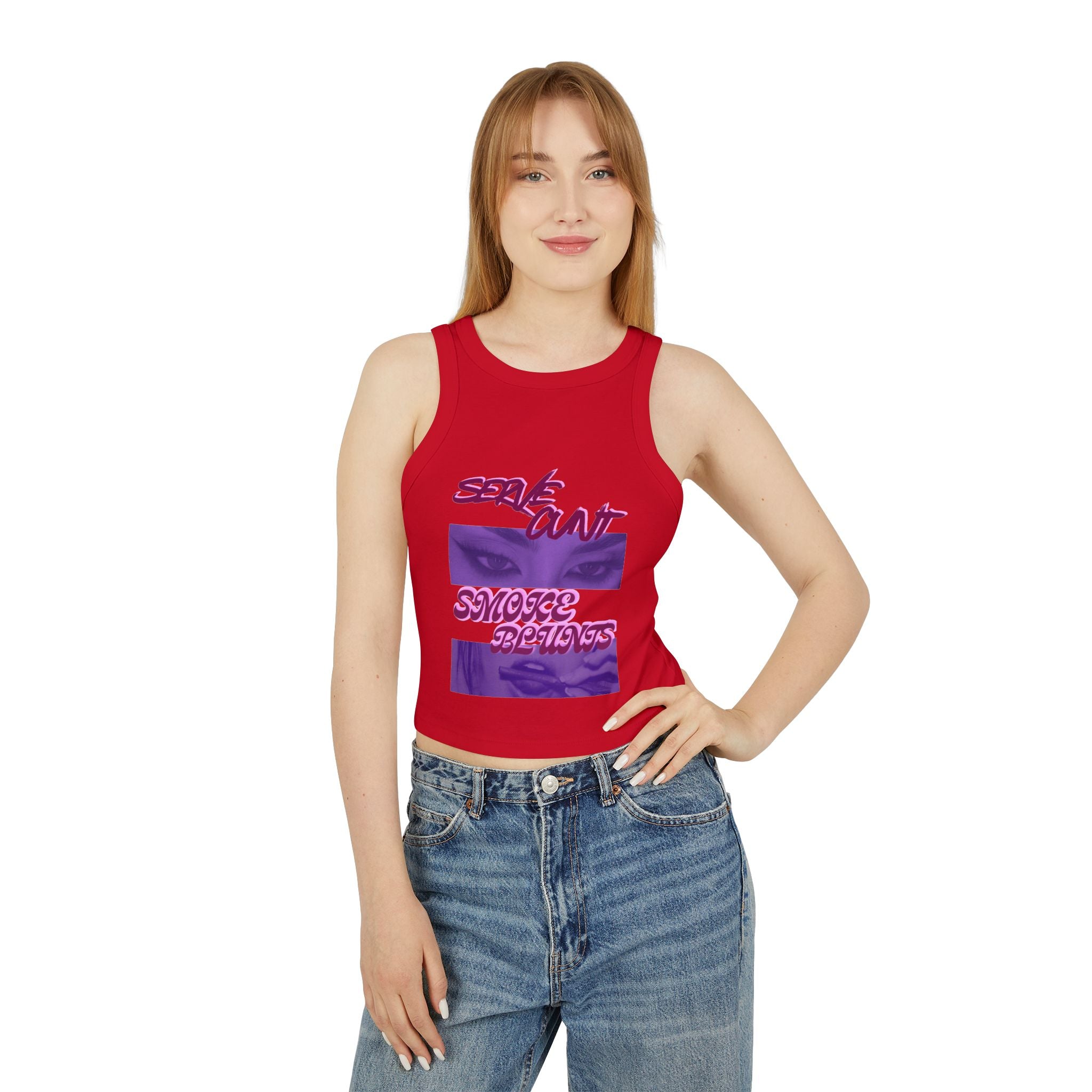 Serve C*nt and Smoke Blunts Women's Micro Rib Racer Tank Top