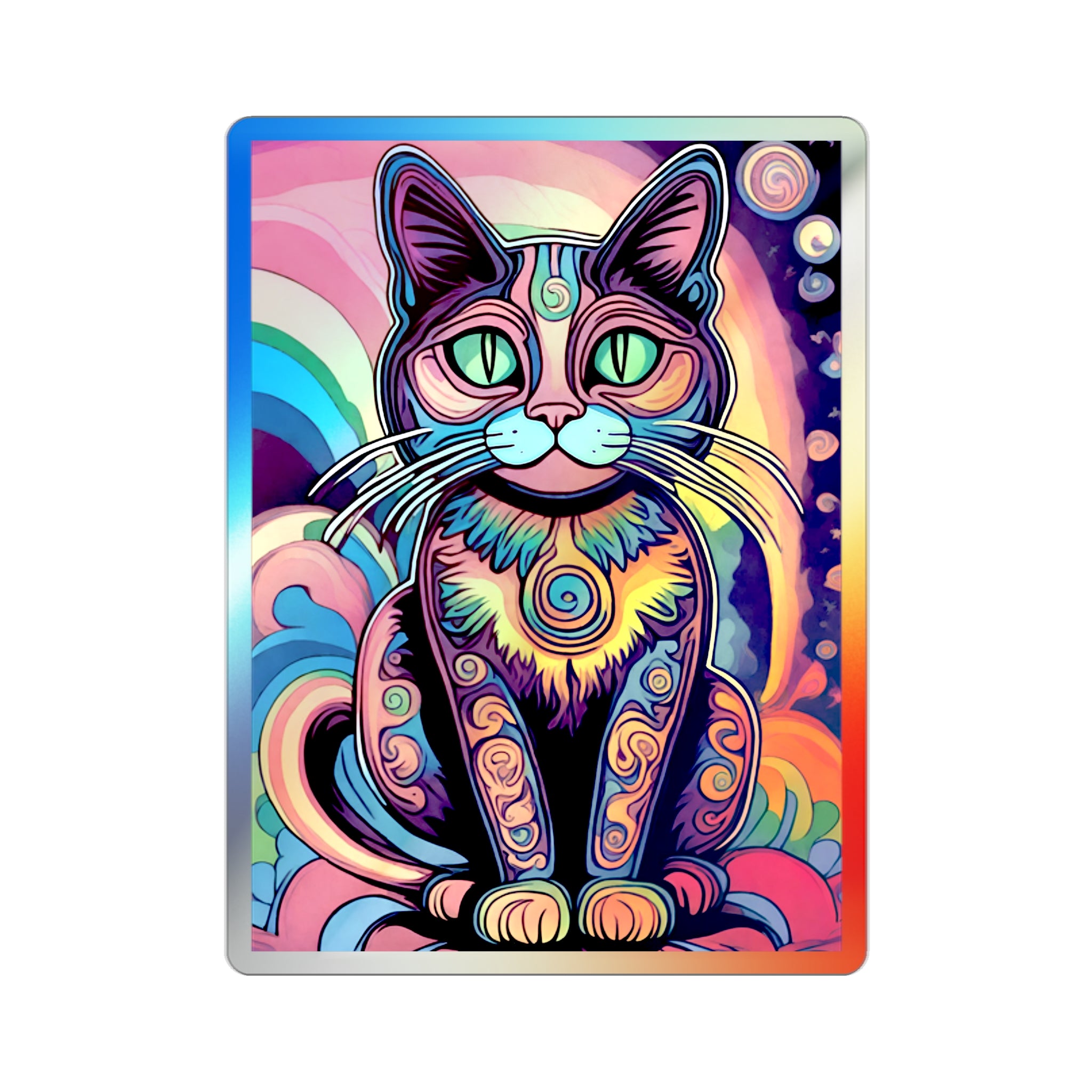 Trippy Cat Holographic Die-cut Stickers