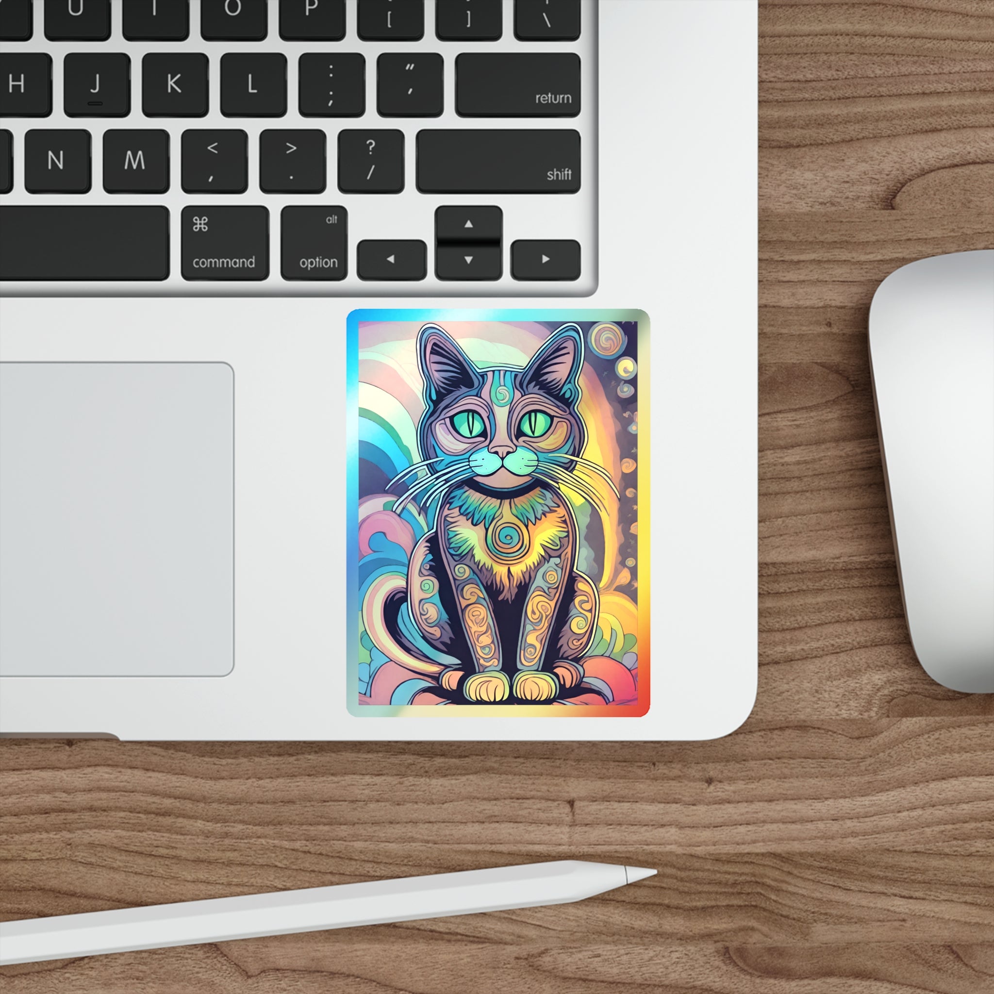Trippy Cat Holographic Die-cut Stickers