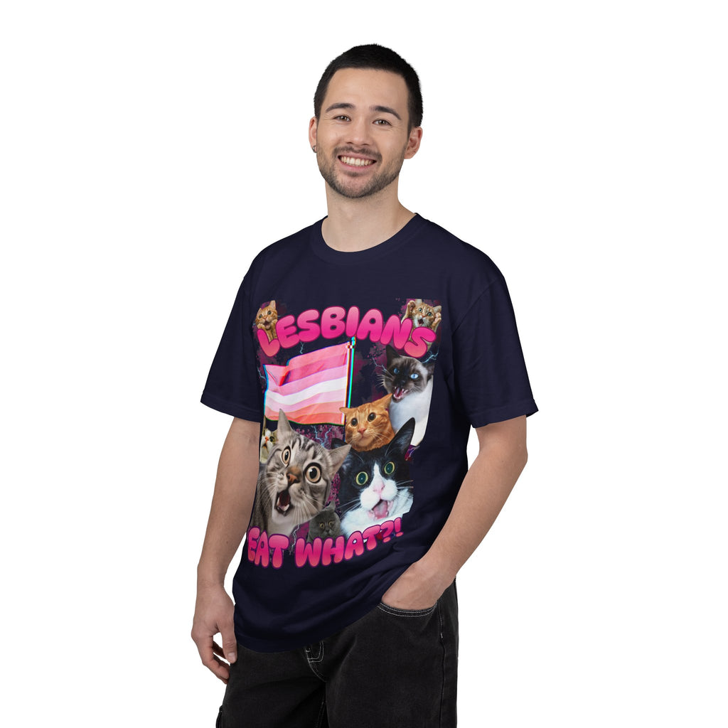Lesbians Eat What?! Shocked Cats Unisex Garment-Dyed T-shirt