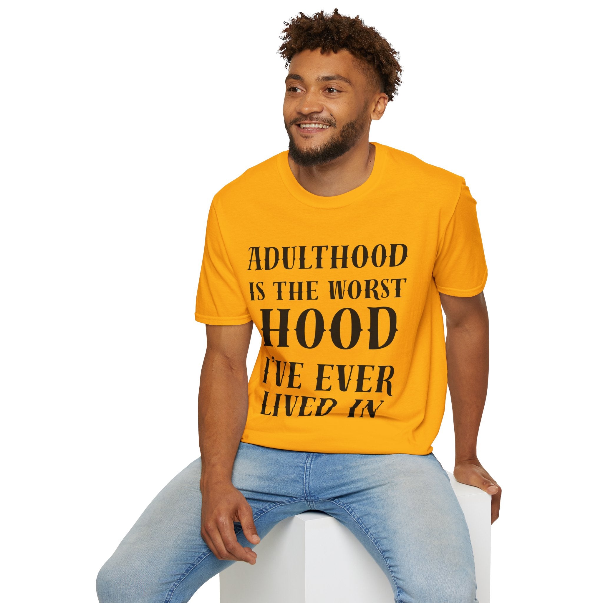 Adulthood worst hood Unisex Softstyle T-Shirt