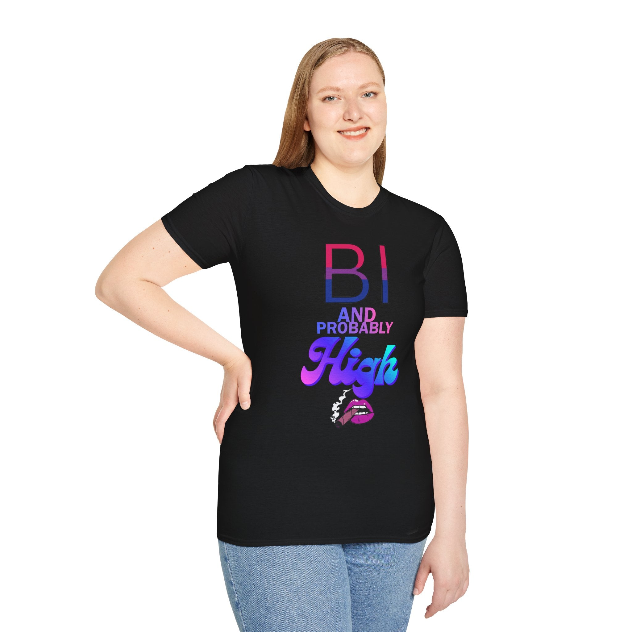 Bi and Probably High Unisex Softstyle T-Shirt