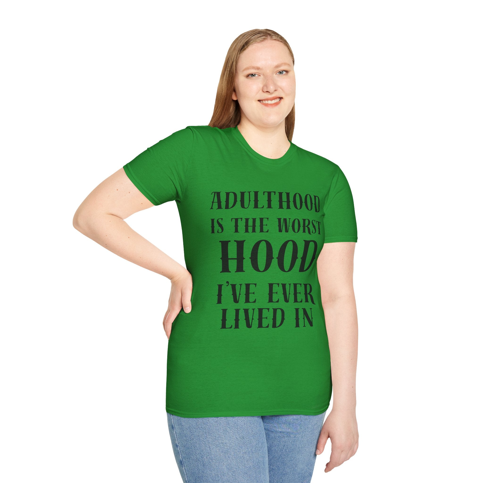 Adulthood worst hood Unisex Softstyle T-Shirt