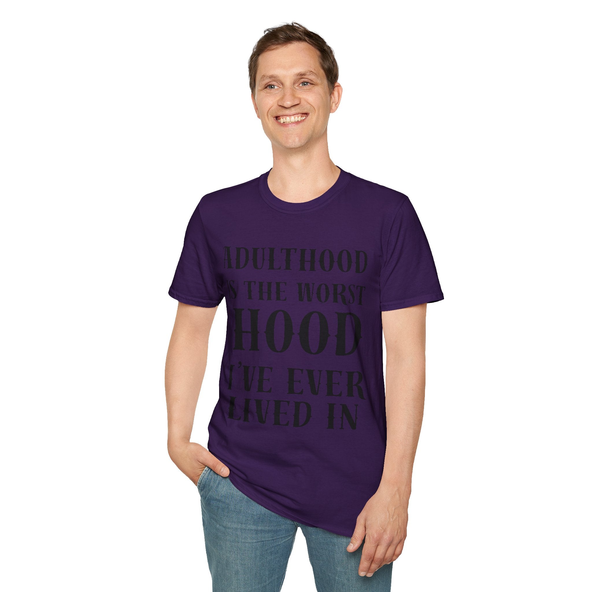 Adulthood worst hood Unisex Softstyle T-Shirt