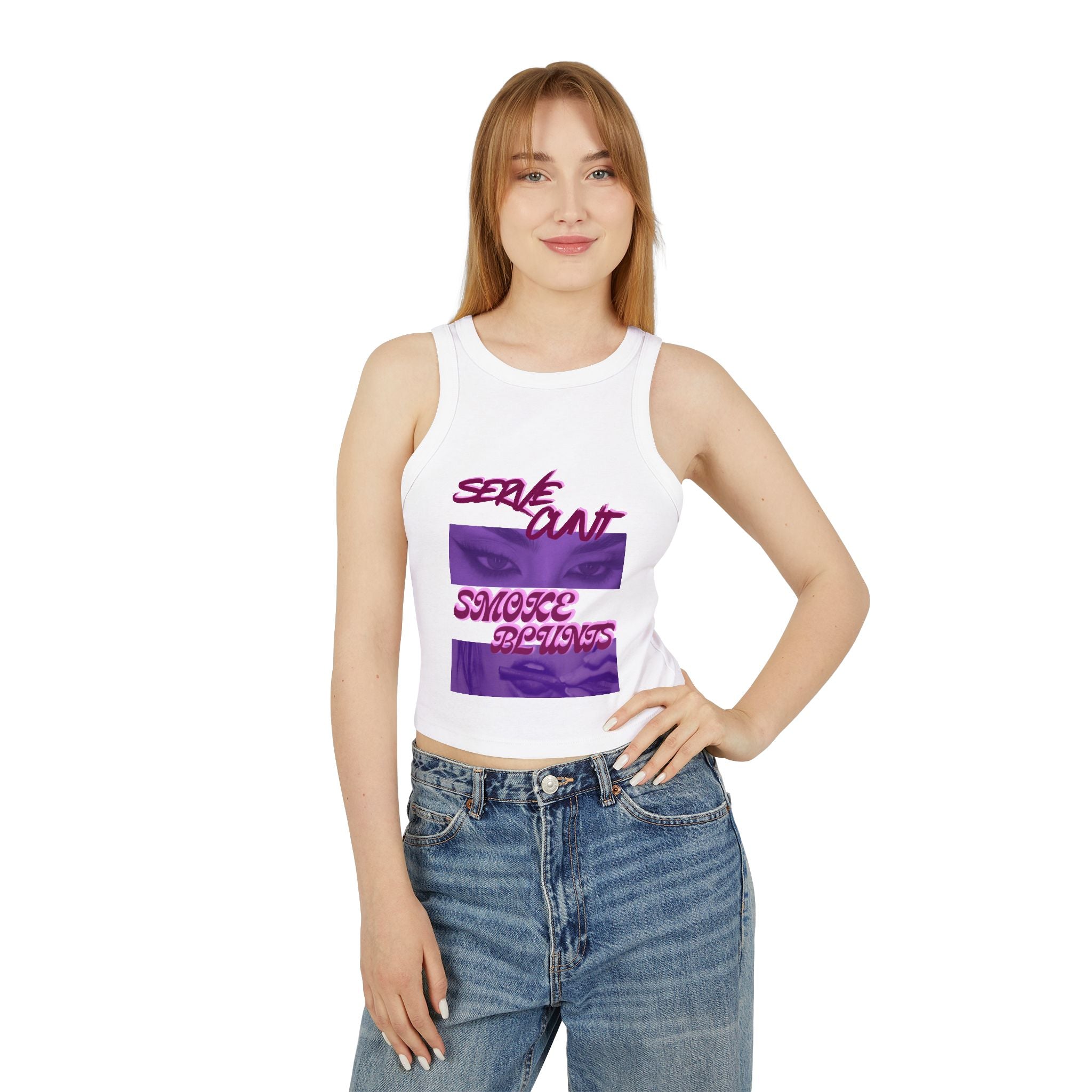 Serve C*nt and Smoke Blunts Women's Micro Rib Racer Tank Top