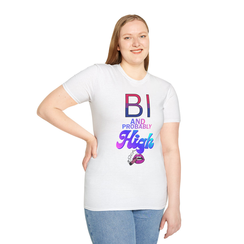 Bi and Probably High Unisex Softstyle T-Shirt
