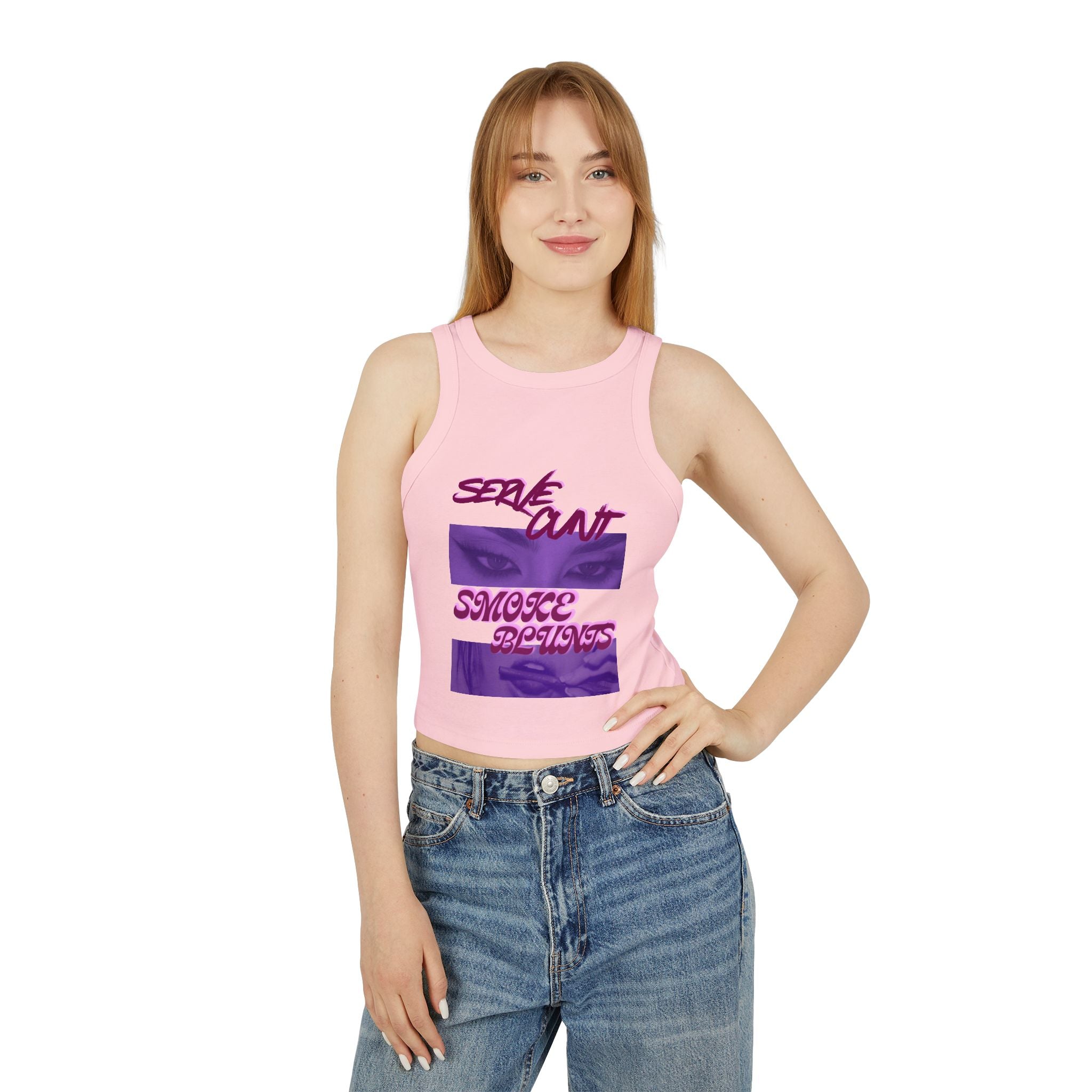 Serve C*nt and Smoke Blunts Women's Micro Rib Racer Tank Top