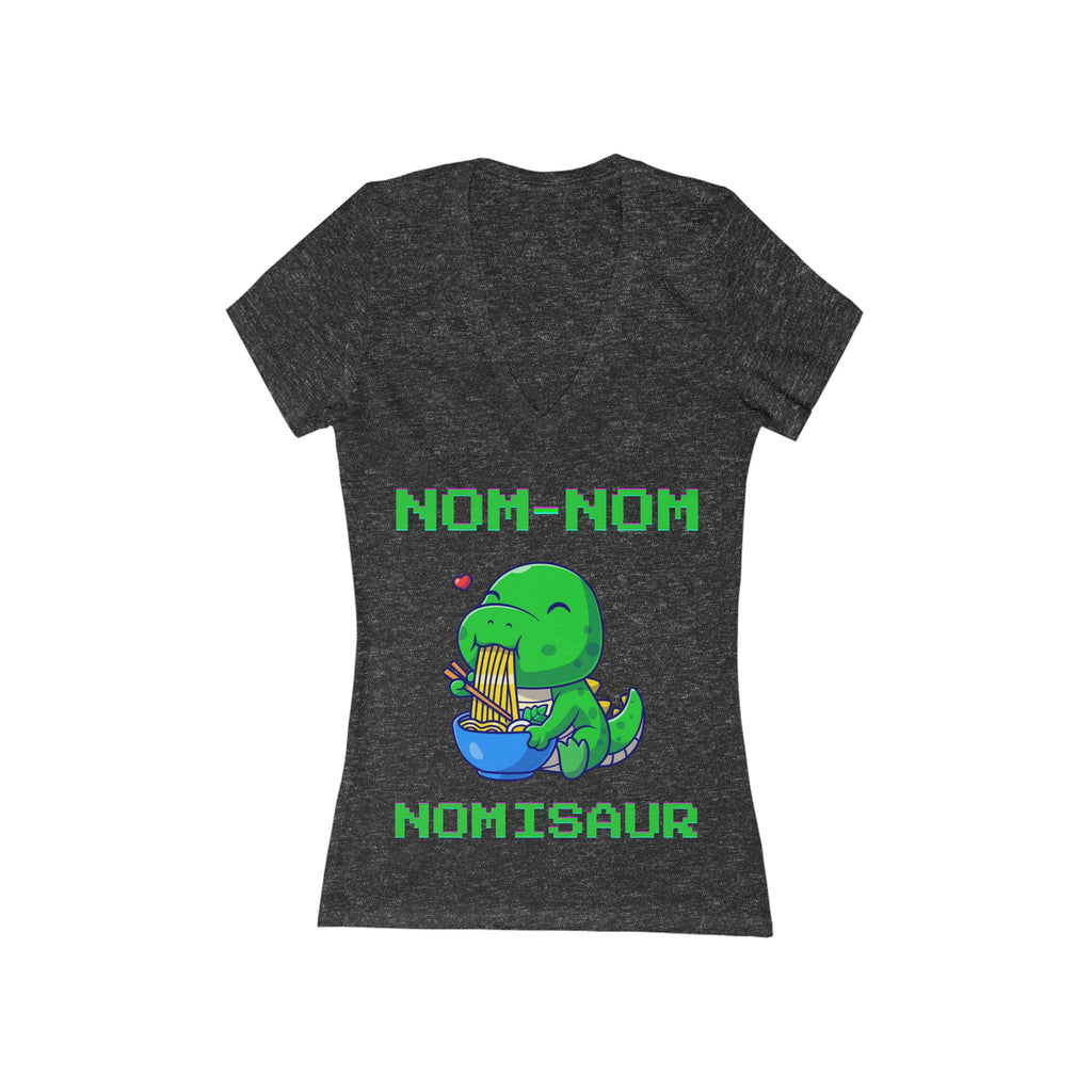 Nom-Nom-Nomisaur - Women's Jersey Short Sleeve Deep V-Neck Tee