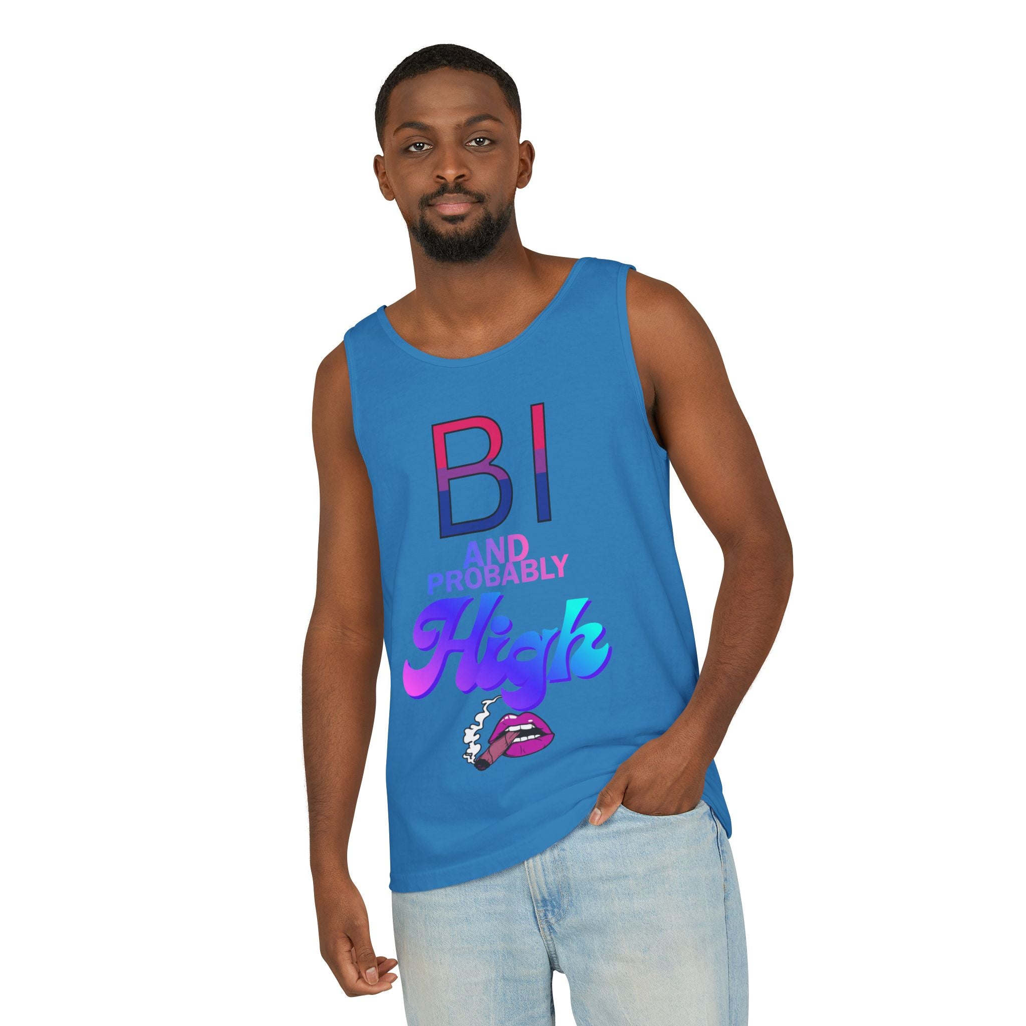 Bi and Probably High Unisex Garment-Dyed Tank Top