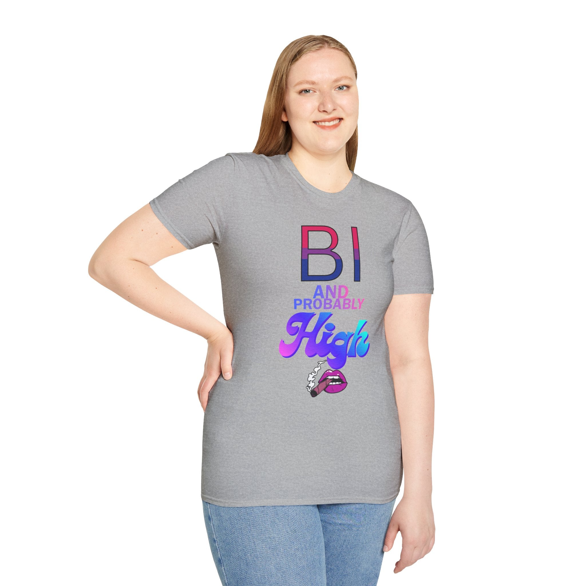 Bi and Probably High Unisex Softstyle T-Shirt