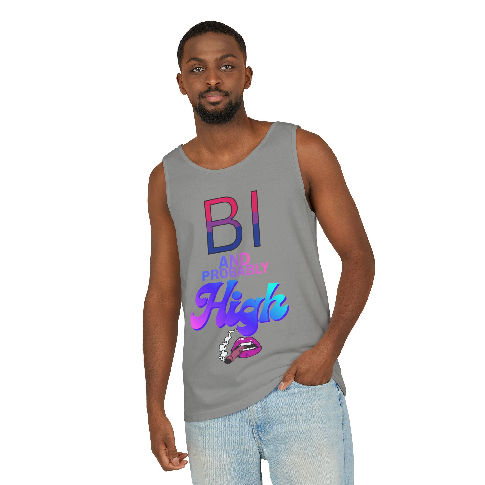 Bi and Probably High Unisex Garment-Dyed Tank Top
