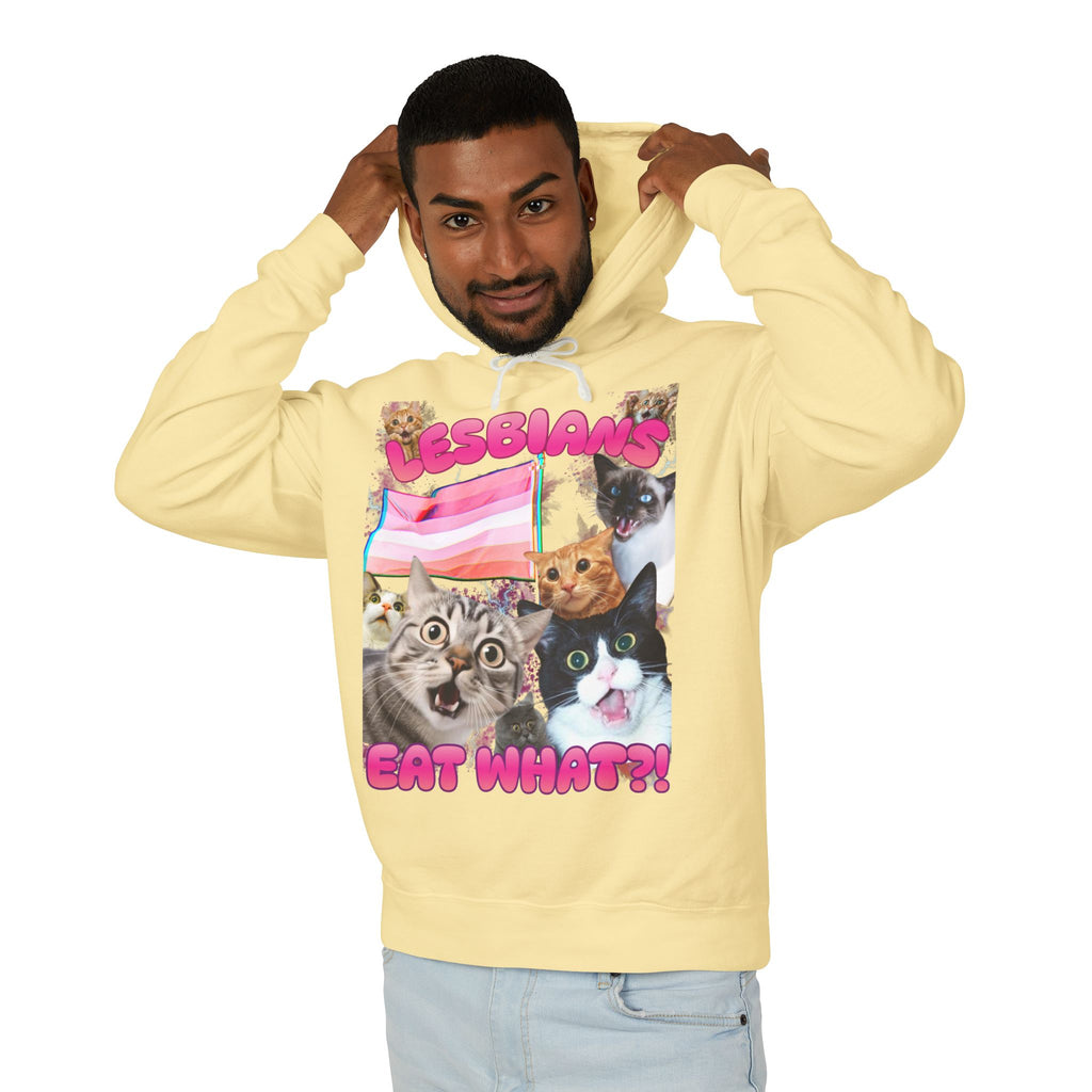 Lesbians Eat What?! Shocked Cats Unisex Lightweight Hooded Sweatshirt