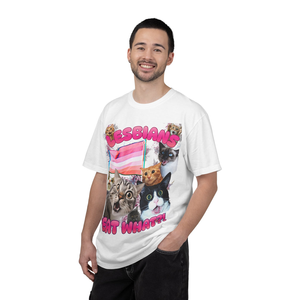 Lesbians Eat What?! Shocked Cats Unisex Garment-Dyed T-shirt