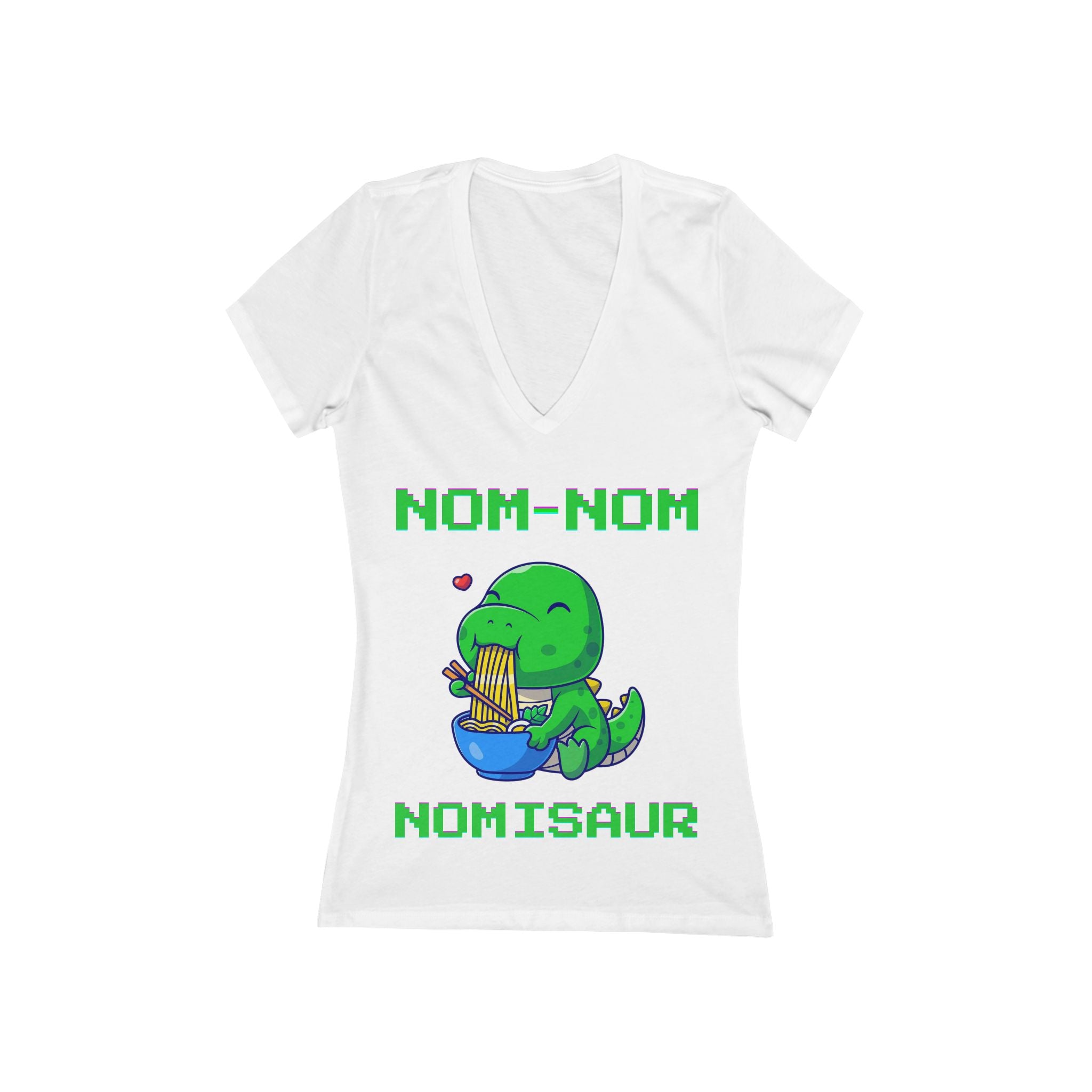Nom-Nom-Nomisaur - Women's Jersey Short Sleeve Deep V-Neck Tee