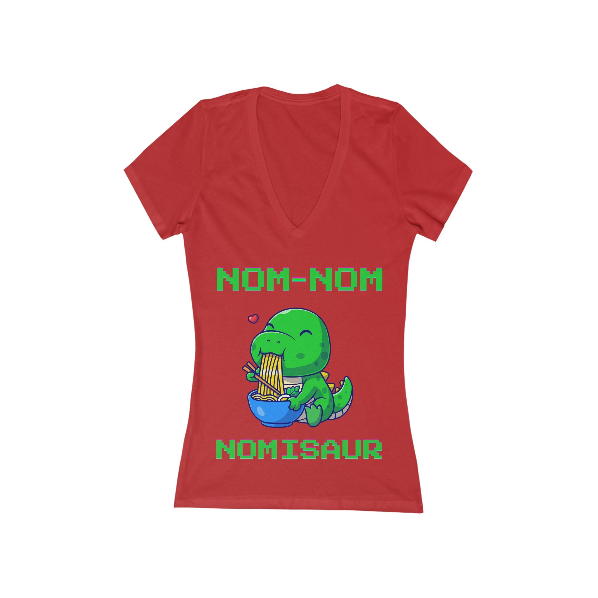 Nom-Nom-Nomisaur - Women's Jersey Short Sleeve Deep V-Neck Tee