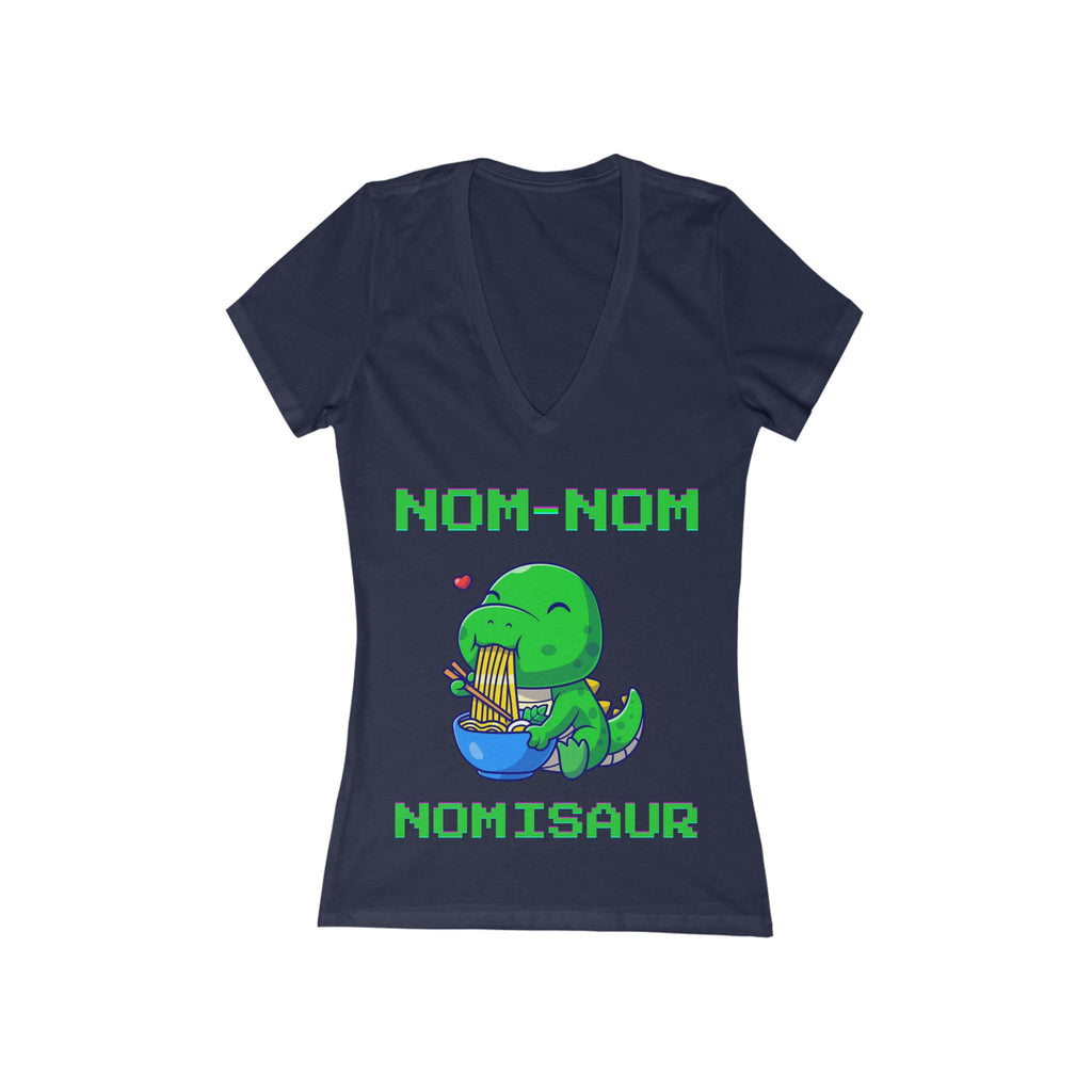 Nom-Nom-Nomisaur - Women's Jersey Short Sleeve Deep V-Neck Tee