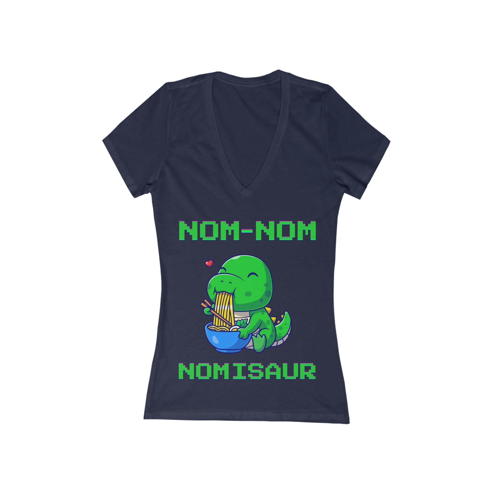 Nom-Nom-Nomisaur - Women's Jersey Short Sleeve Deep V-Neck Tee