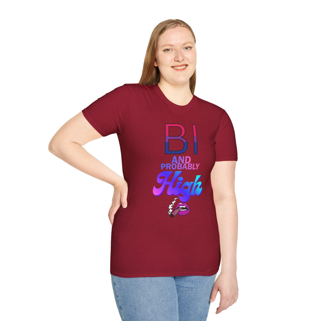 Bi and Probably High Unisex Softstyle T-Shirt