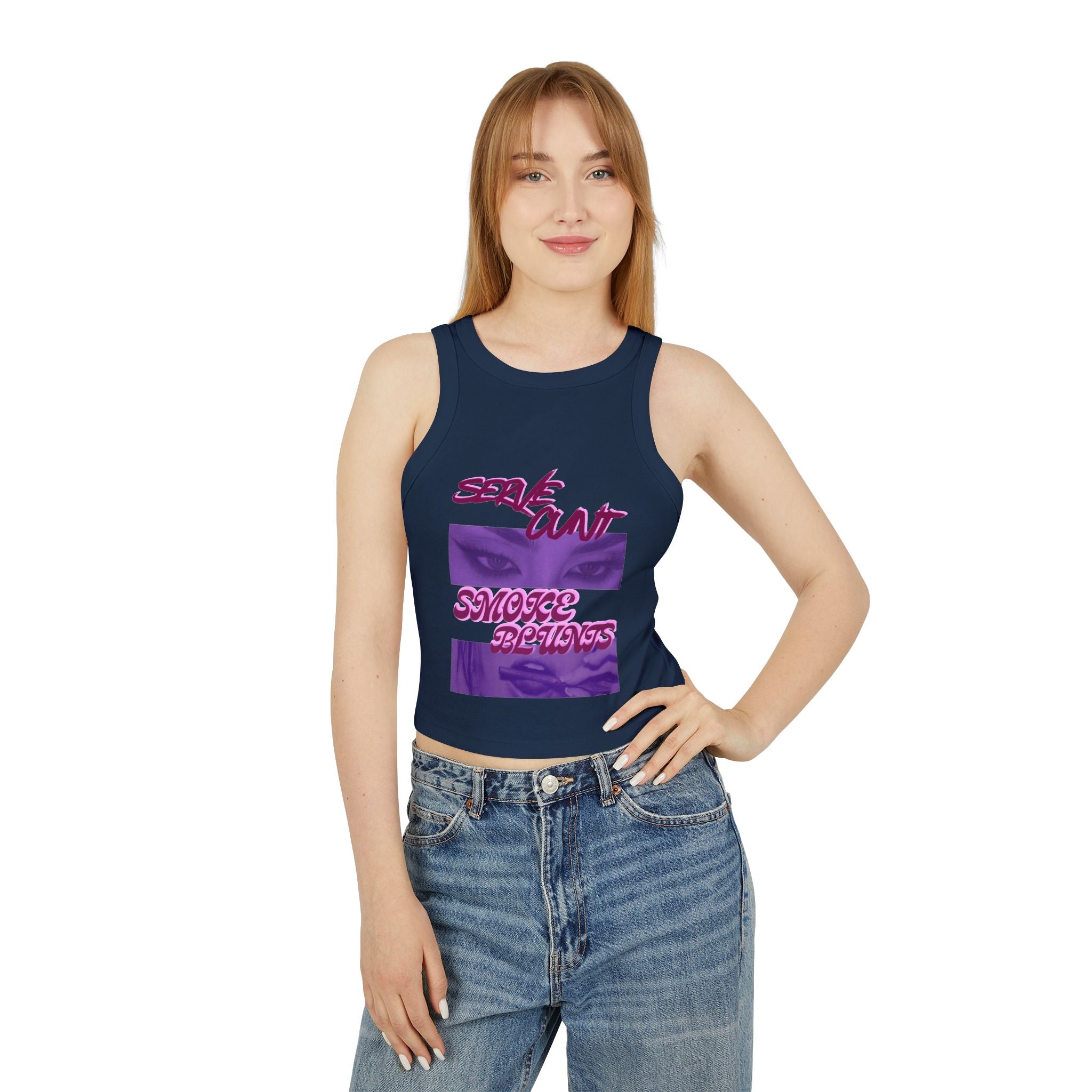 Serve C*nt and Smoke Blunts Women's Micro Rib Racer Tank Top