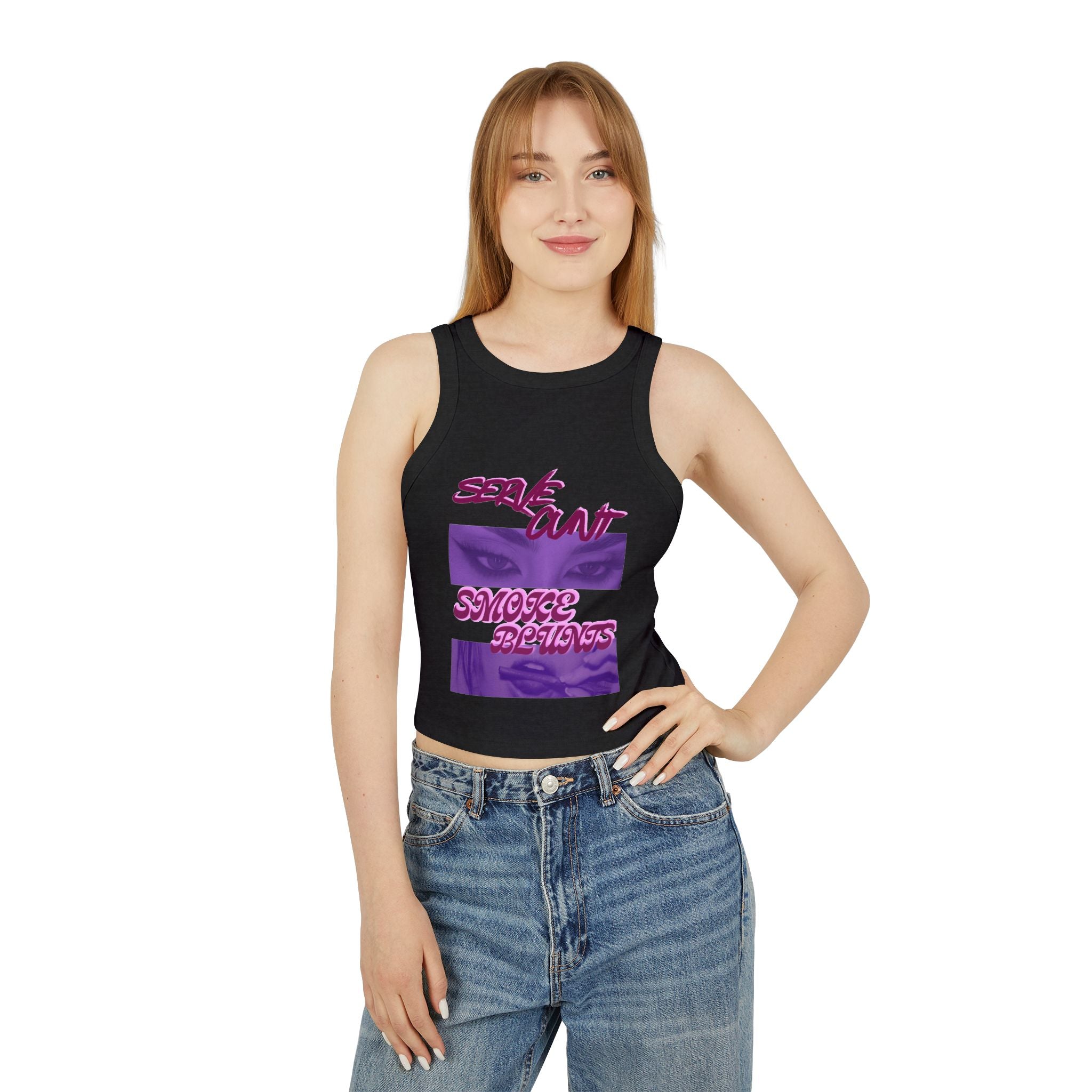 Serve C*nt and Smoke Blunts Women's Micro Rib Racer Tank Top