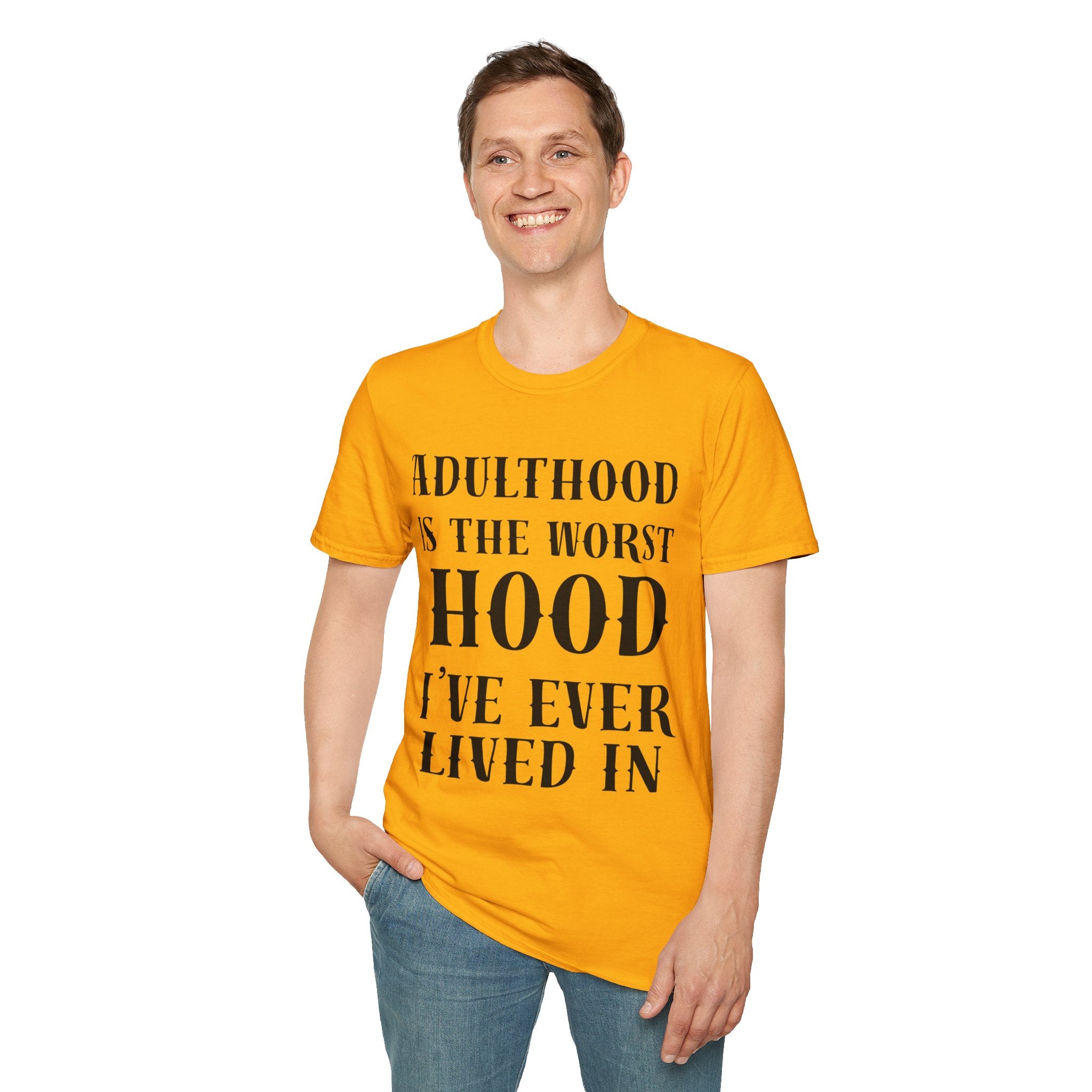 Adulthood worst hood Unisex Softstyle T-Shirt