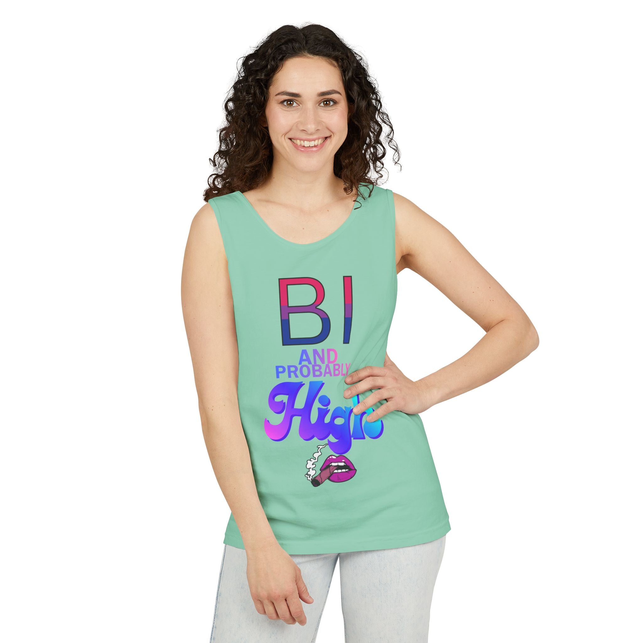 Bi and Probably High Unisex Garment-Dyed Tank Top