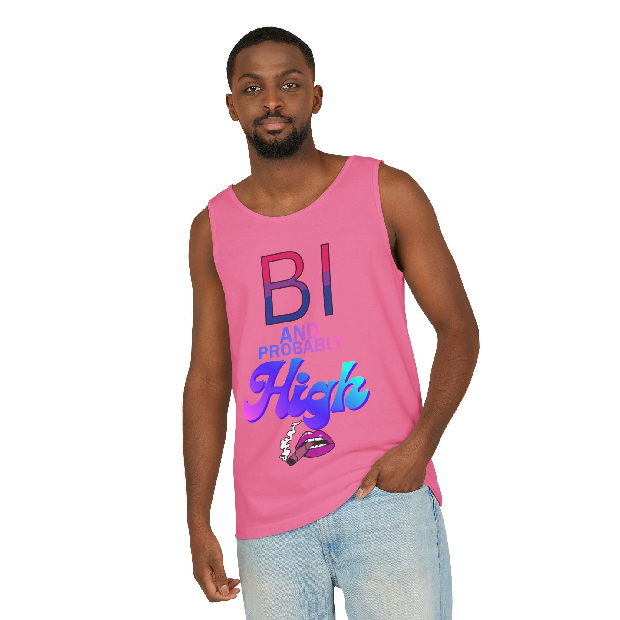 Bi and Probably High Unisex Garment-Dyed Tank Top