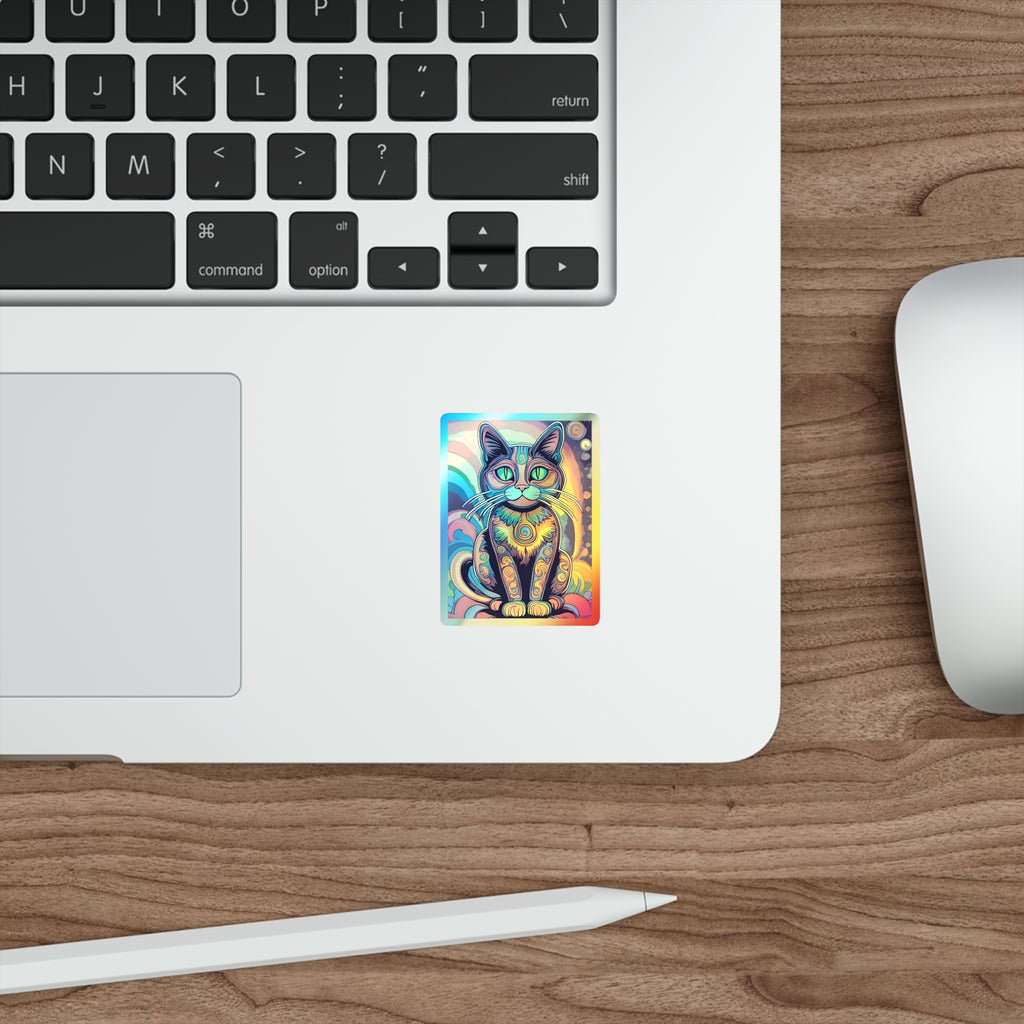 Trippy Cat Holographic Die-cut Stickers
