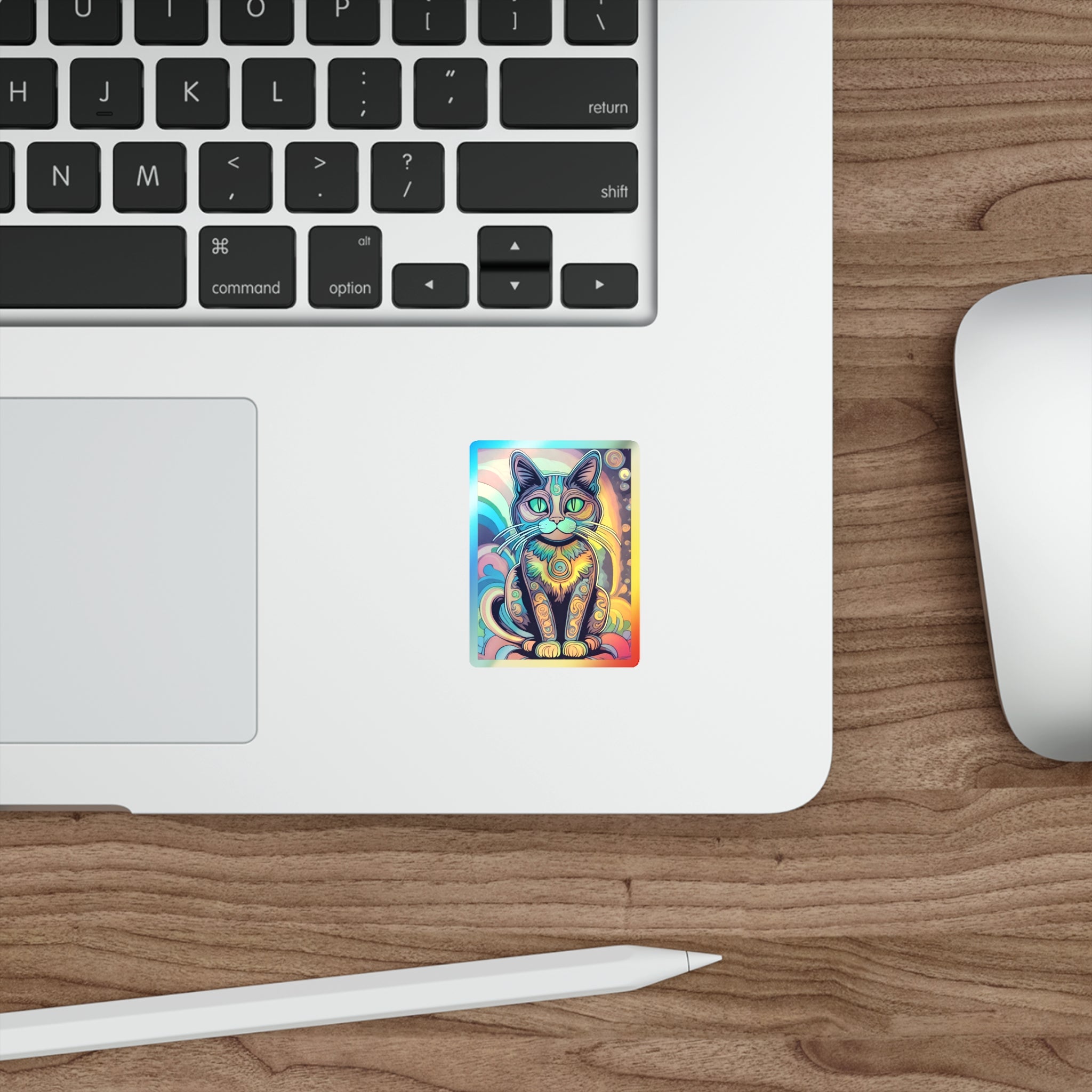 Trippy Cat Holographic Die-cut Stickers