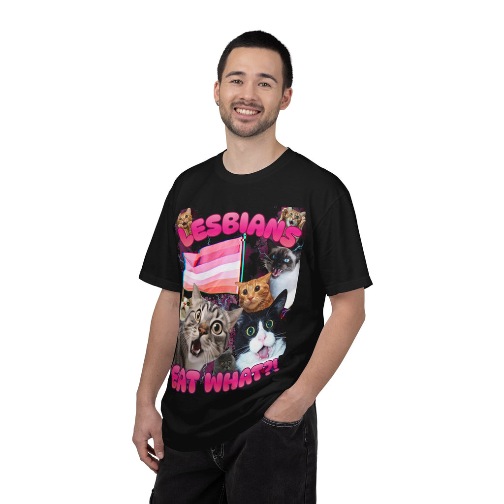 Lesbians Eat What?! Shocked Cats Unisex Garment-Dyed T-shirt