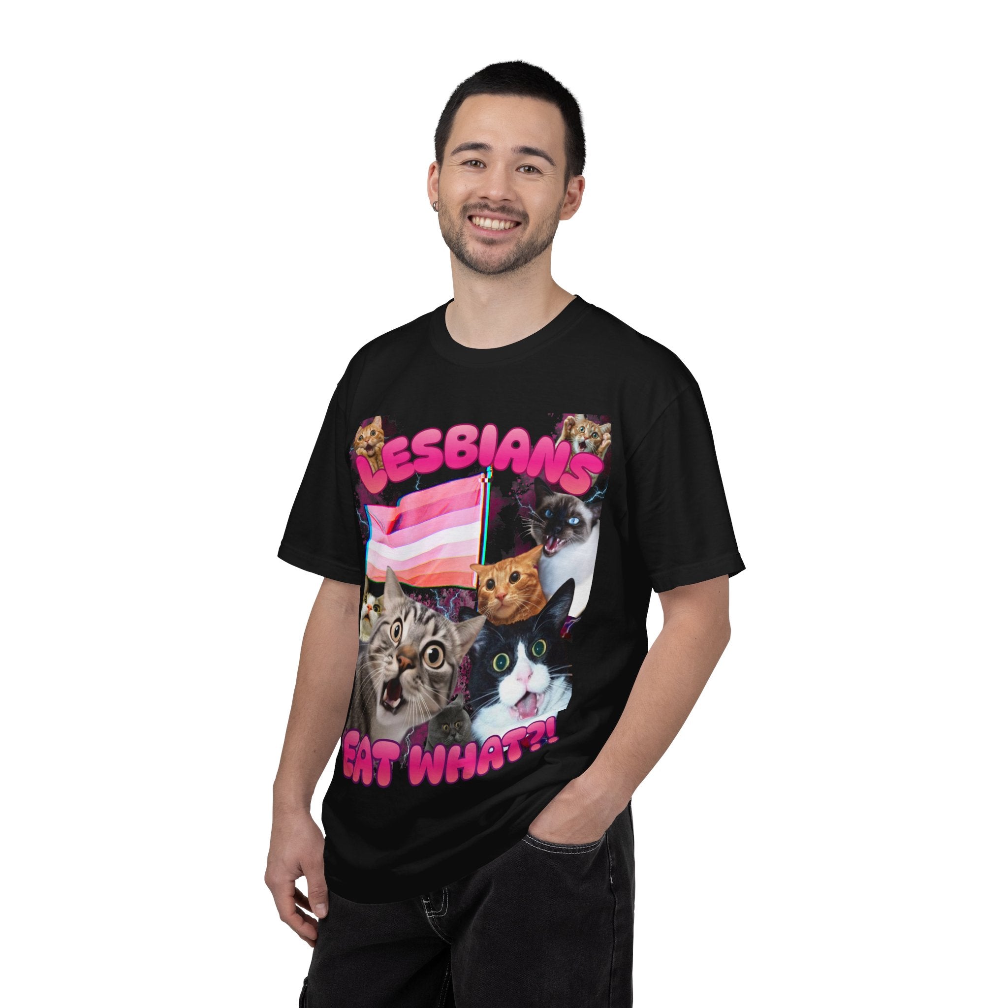 Lesbians Eat What?! Shocked Cats Unisex Garment-Dyed T-shirt