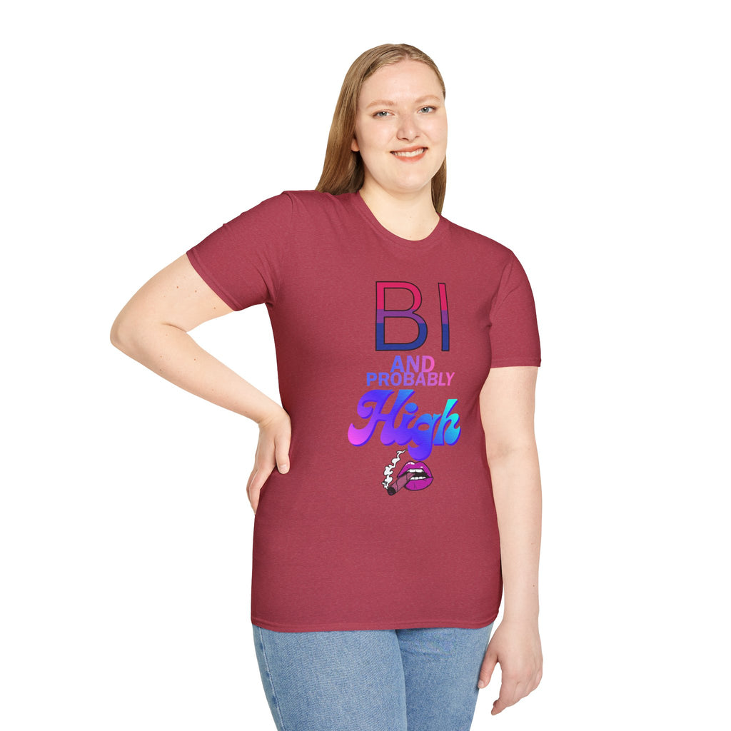 Bi and Probably High Unisex Softstyle T-Shirt