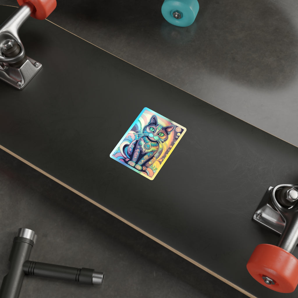 Trippy Cat Holographic Die-cut Stickers