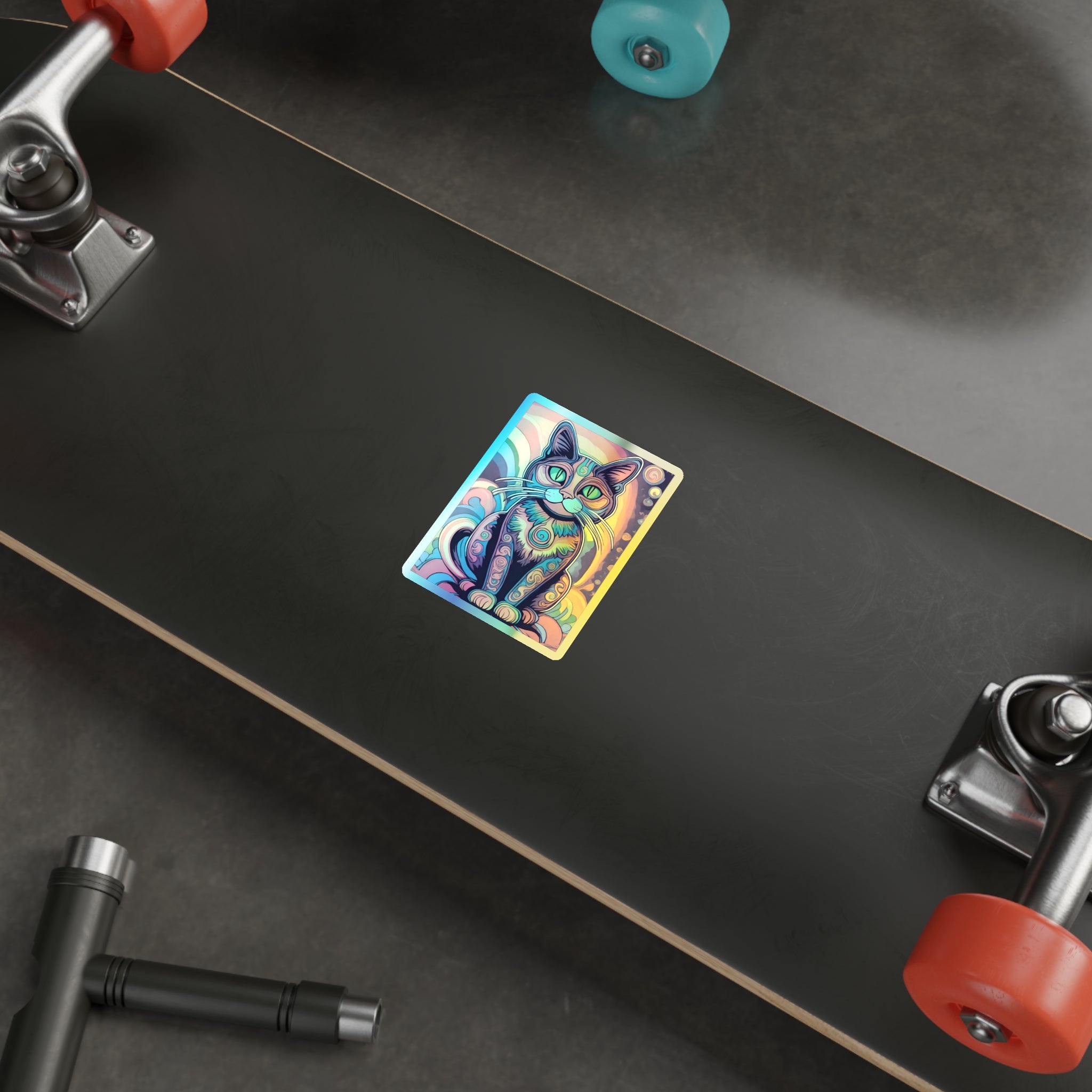 Trippy Cat Holographic Die-cut Stickers