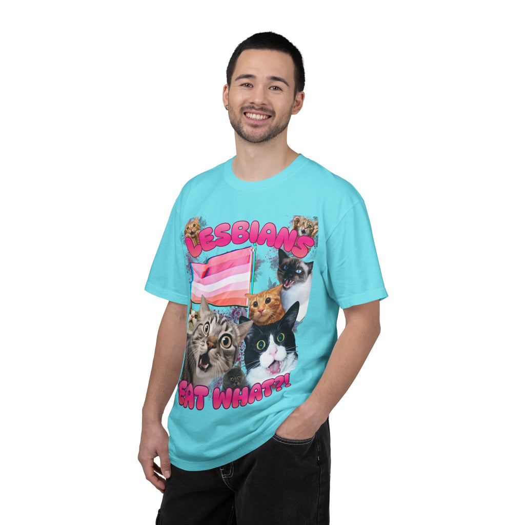 Lesbians Eat What?! Shocked Cats Unisex Garment-Dyed T-shirt