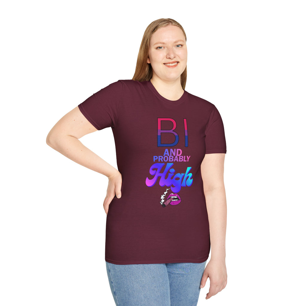Bi and Probably High Unisex Softstyle T-Shirt