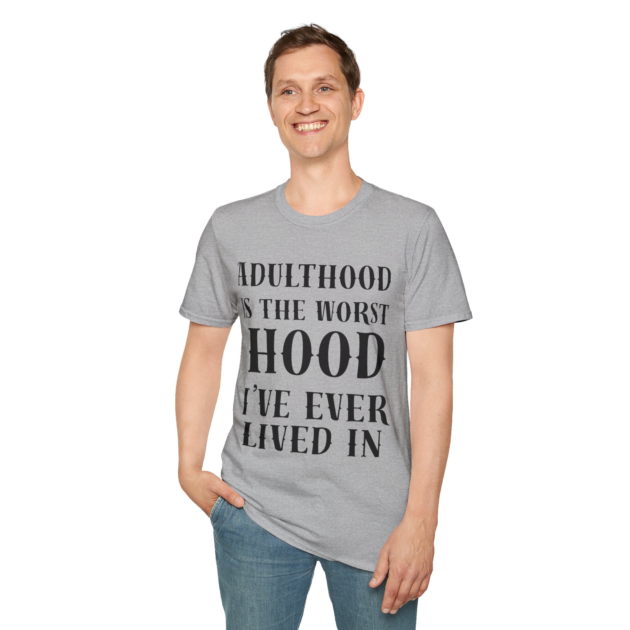 Adulthood worst hood Unisex Softstyle T-Shirt