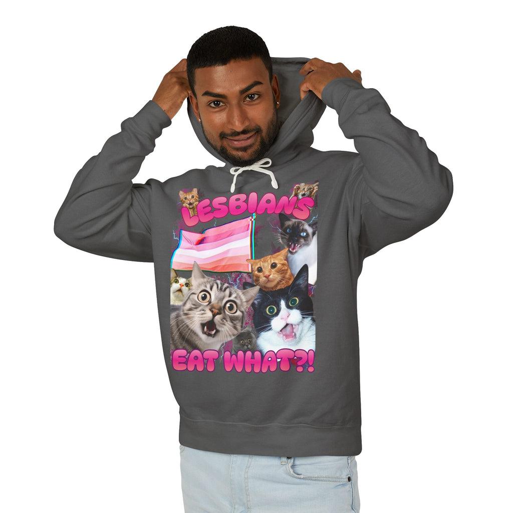 Lesbians Eat What?! Shocked Cats Unisex Lightweight Hooded Sweatshirt