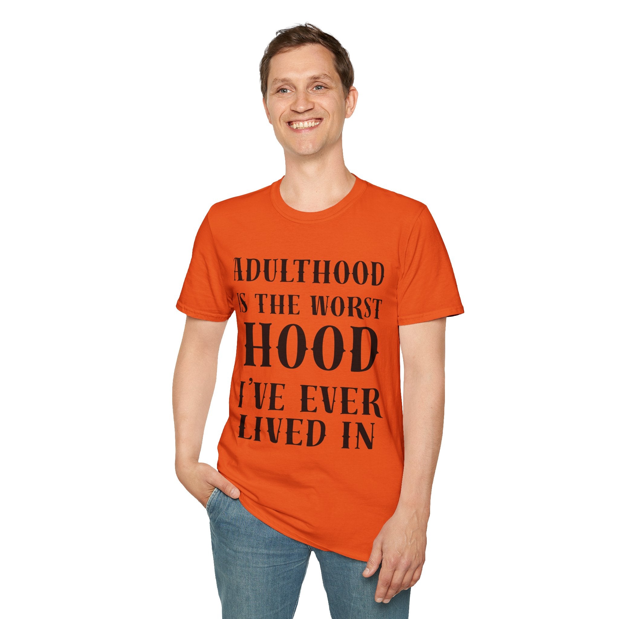 Adulthood worst hood Unisex Softstyle T-Shirt